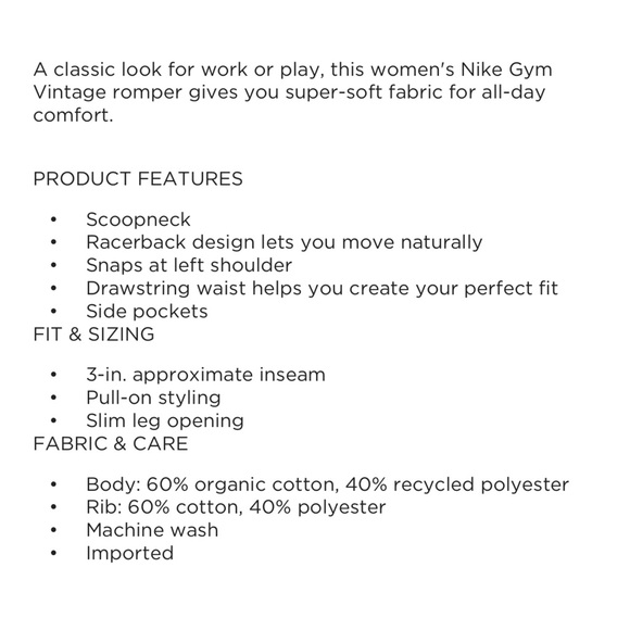 Nike Gym Vintage Racerback Romper in Heathered Grey Women’s Sz M - Picture 12 of 12